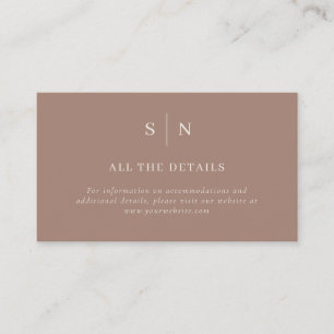 Taupe Minimal and Chic Wedding Details Enclosure Card