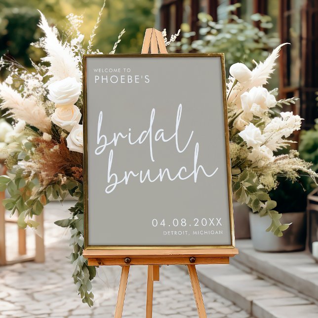 Taupe Minimalist Bridal Brunch Welcome Sign Poster (Creator Uploaded)
