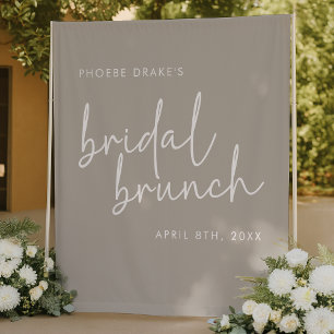 Taupe Minimalist Script Bridal Brunch Backdrop Tapestry