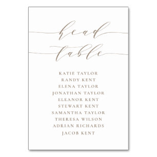 Taupe Minimalist Script Head Table Wedding Number