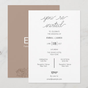 Taupe Mocha Minimalist Wedding Invitation