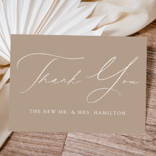 Taupe Modern Elegance Wedding Thank You Card