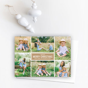 Taupe Modern Merry Christmas Collage Photo Holiday Card