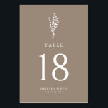 Taupe Modern Minimalist Floral Bouquet Wedding Table Number<br><div class="desc">Customisable minimalist wedding table numbers card. It features a taupe modern floral bouquet line art. Personalise by adding the table numbers,  names,  and event date. This minimalist floral table numbers card is perfect for weddings,  bridal showers,  baby showers,  birthdays,  and so much more.</div>
