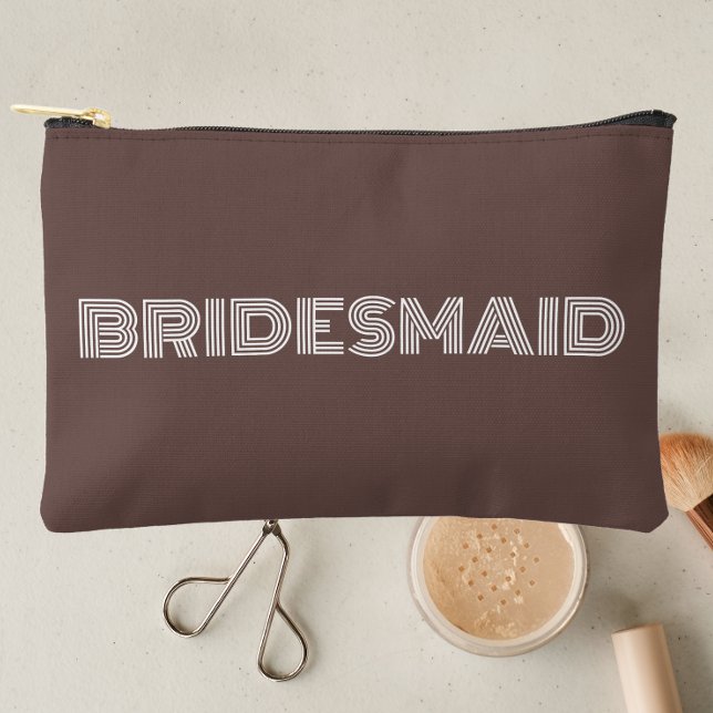 Taupe Modern Typography Bridesmaid Accessory Pouch (In Situ Makeup)