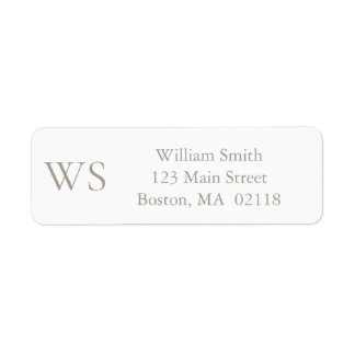 Taupe Monogram Return AddrReturn Address Label