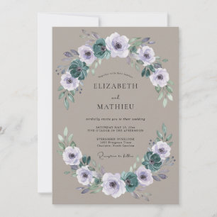 Taupe Moody Botanical Wedding Invitation