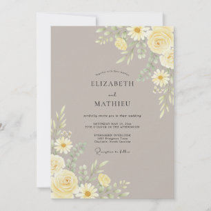 Taupe Muted Botanical Wedding Invitation