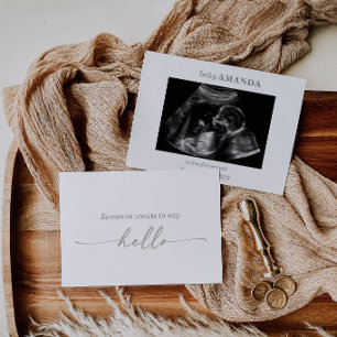 Taupe Muted Gray Ultrasound Photo Pregnancy Card
