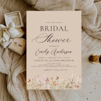 Taupe Neutral Boho Wildflower Bridal Shower