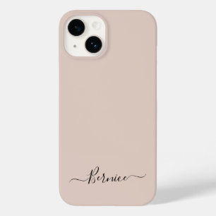 Taupe Neutral Simple Minimalist Script Custom Name Case-Mate iPhone 14 Case