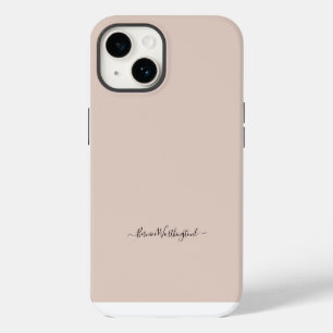 Taupe Neutral Simple Minimalist Script Custom Name iPhone 14 Case