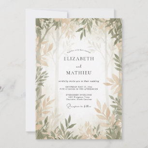 Taupe Olive Foliage Eucalyptus Wedding Invitation