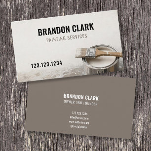 Taupe Paint Can Brush Rustic Painting Service Business Card