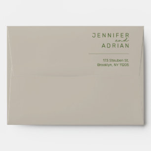 Taupe Pale Silver Elegant Minimal Modern Wedding Envelope