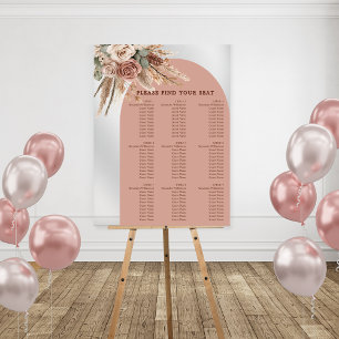 Taupe pampas grass wedding seating chart
