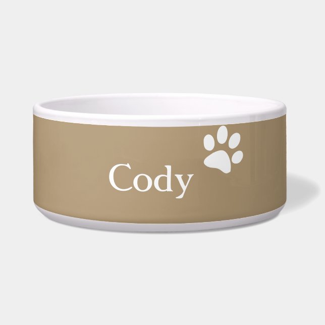 Taupe | Personalised Dog Dish (Front)