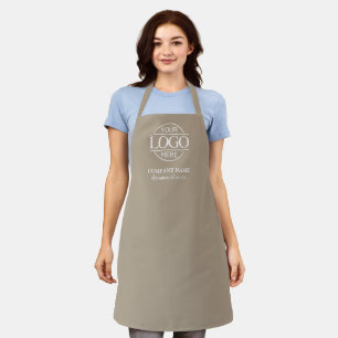Taupe Personalized Apron with Logo Custom Uniform