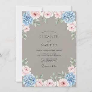 Taupe Petal Pink Petal Wedding Invitation