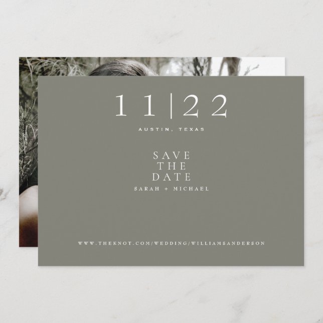 Taupe Photo Modern Wedding Save the Date (Front/Back)