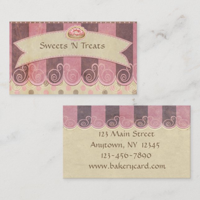 Taupe Pink Bakery Business Card (Front/Back)