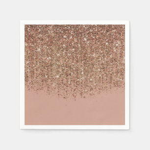 Taupe Pink & Bronze Gold Glitter Glam Party Napkin