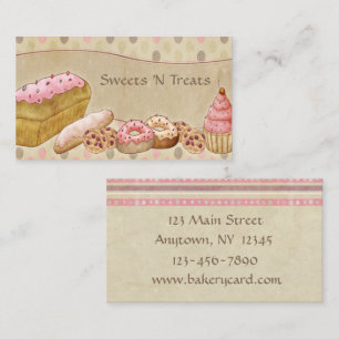 Taupe Pink Cakes Bakery Business Card