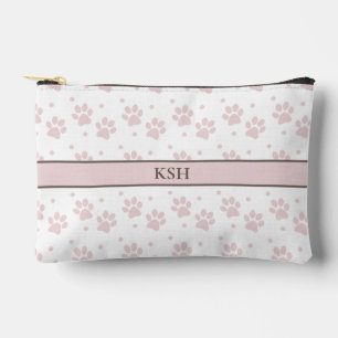 Taupe & Pink Paw Print Cosmetic Bag – Personalised