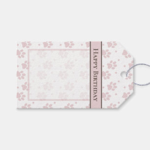 Taupe & Pink Paw Print - Dog Lover Gift Tags