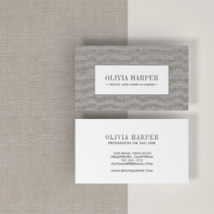 Taupe Plain Elegant Linen Look Professional Business Card