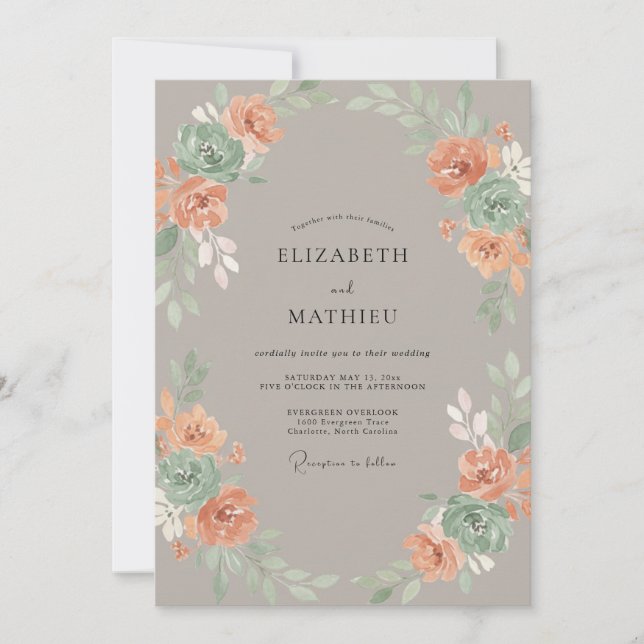 Taupe Polished Rustic Wedding Invitation (Front)