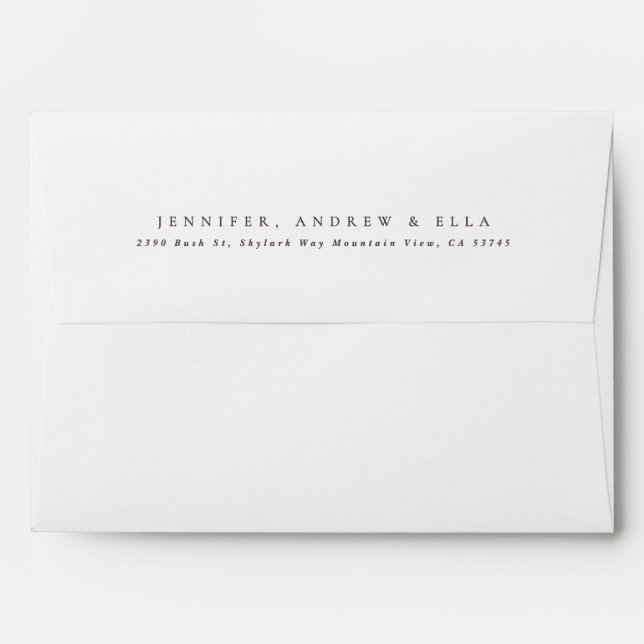 Taupe Purple on White Baptism Invite Envelope (Back (Top Flap))