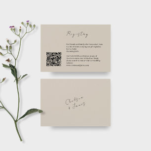 Taupe QR Wedding Registry Enclosure Card