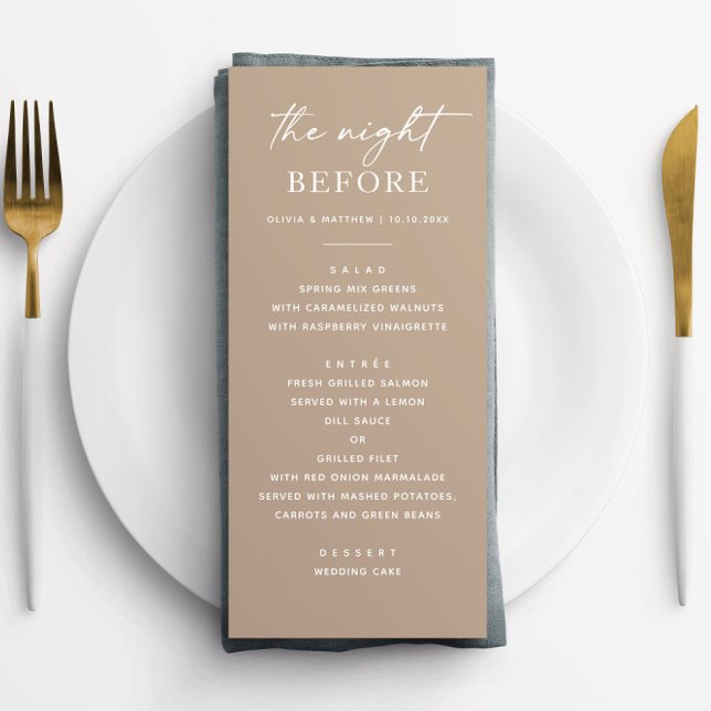Taupe Rehearsal Dinner | Neutral Night Before Menu (Creator Uploaded)