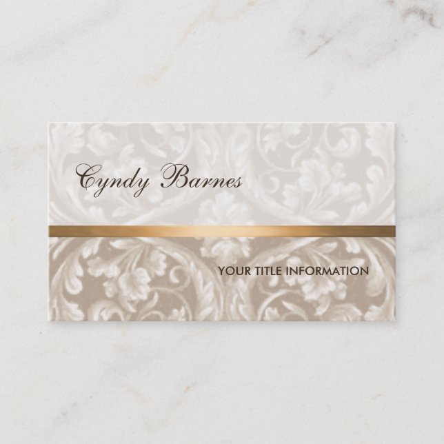 Taupe Renaissance Damask Business Card (Front)