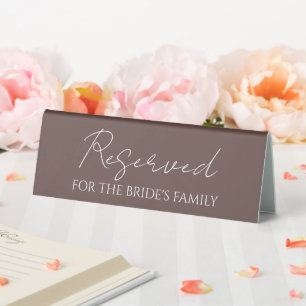 Taupe Reserved for Bride's Family Wedding