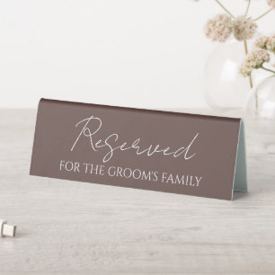 Taupe Reserved for Groom's Family Wedding