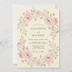 Taupe Rose Blush Petal Wedding Invitation