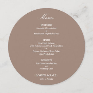 Taupe Round Wedding Menu