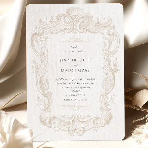 Taupe Sand Elegance Baroque Wedding Invitation