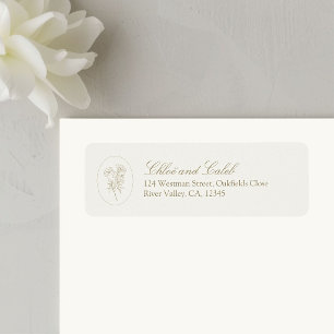 Taupe Sand Floral Script Return Address Label