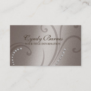 Taupe Shimmer and Crystals Business Card