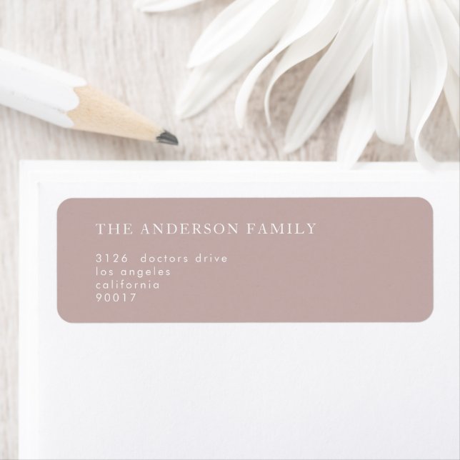 Taupe Simple Pink White Modern Return Address (Insitu)