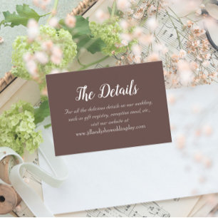Taupe Simple Style Wedding Details Enclosure Card