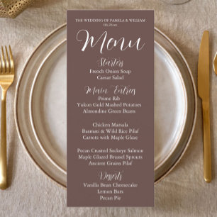 Taupe Simple Style Wedding Dinner Menu