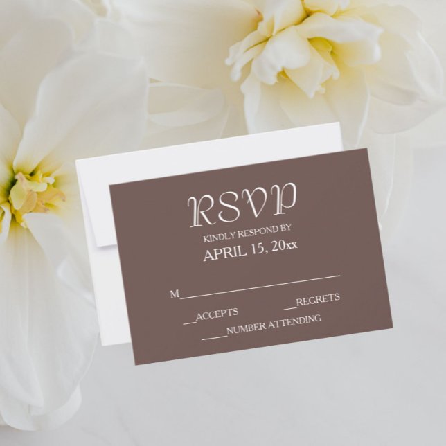 Taupe Simple Style Wedding RSVP Card (In Situ Wedding)