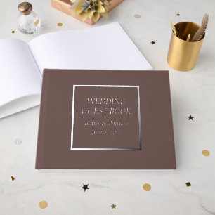 Taupe Simple Stylised Lettering Wedding Guest Book