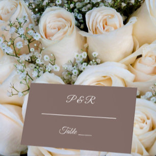 Taupe Simple Stylised Script Wedding Place Card