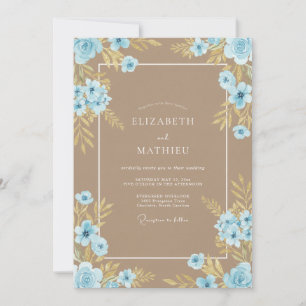 Taupe Sky Petal Wedding Invitation