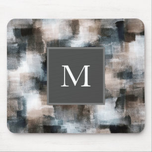 Taupe Slate Brushstrokes Mouse Mat